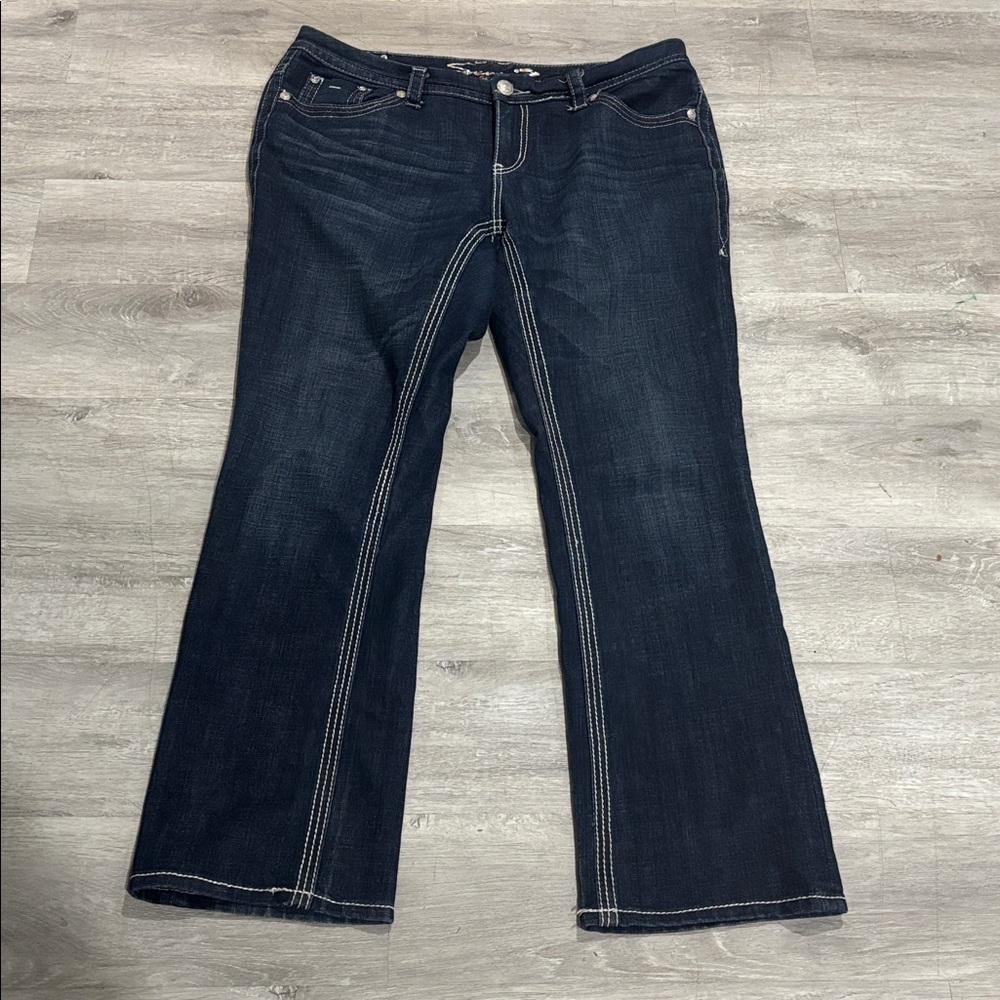 7 Seven LUXE Slim Boot Jeans – Size 16 – Embellished Pockets bejeweled retro